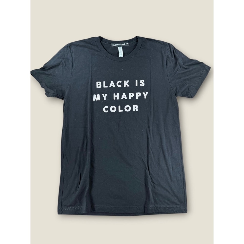 Lulusimon Studio Black Is My Happy Color Graphic Tee Shirt Medium